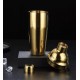 Cocktail Shaker Gold cu 11 Accesorii si Suport Bambus - Gift Set