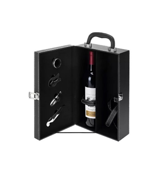 Cutie Deluxe pentru 2 Sticle de Vin cu 4 Accesorii - Gift Set