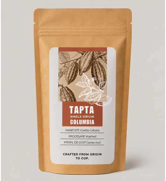 Tapta Columbia - Washed - Castilio Caturra - cafea boabe 250 g - Wpg.ro Produs - Tapta Columbia - Washed - Castilio Caturra - cafea boabe 250 g - Wpg.ro
