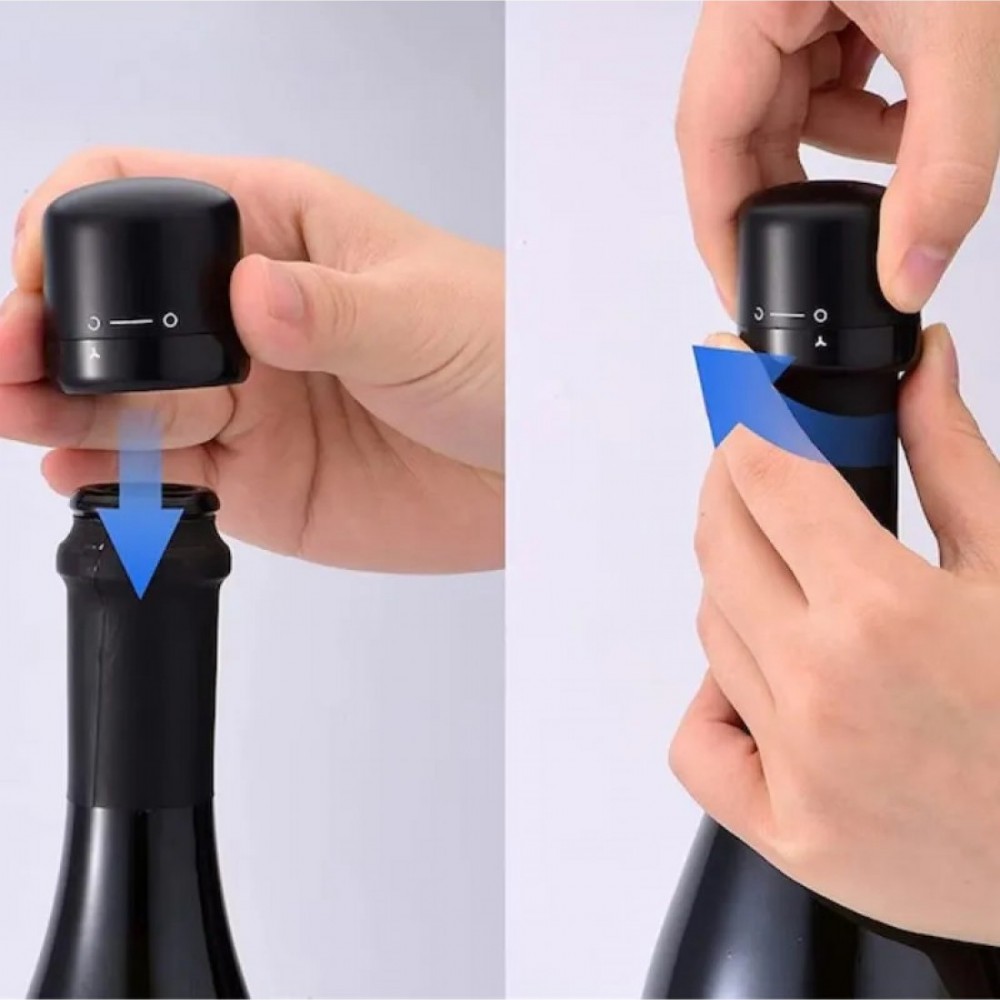 Dop vacuum negru pentru sticla de vin