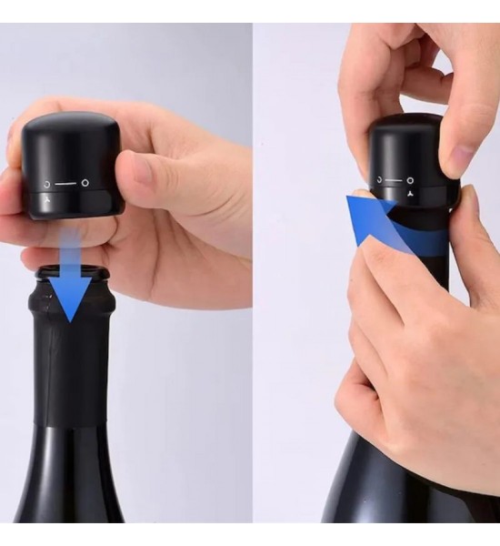 Produs - Dop vacuum negru pentru sticla de vin - Wpg.ro