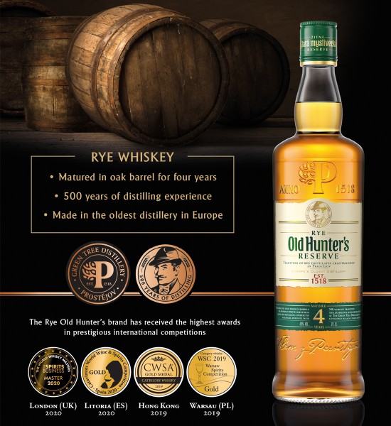 Whisky Old Hunter's Reserve Rye Traditional 4 ani 0.7L