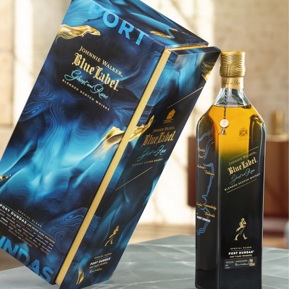 Whisky Johnnie Walker Blue Label Ghost and Rare Glenury Royal Special Blend Scotch 1L